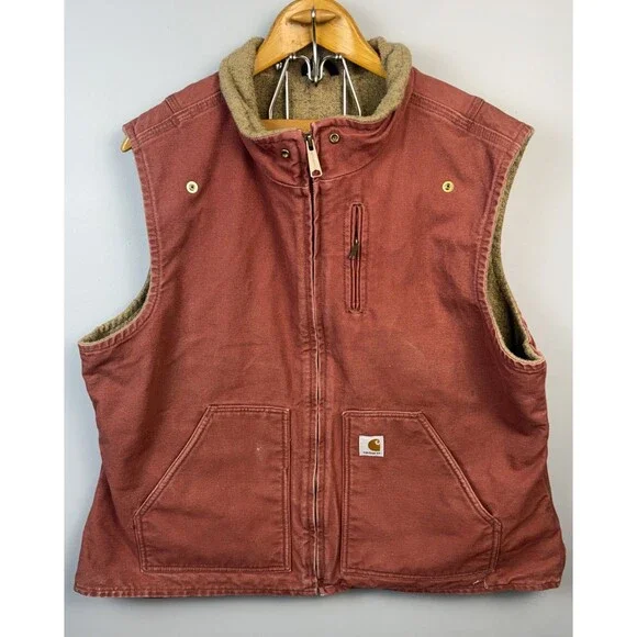Carhartt Vintage Women’s WV001 VRS Sherpa Lined Vest Rose Size Large - Picture 1 of 10
